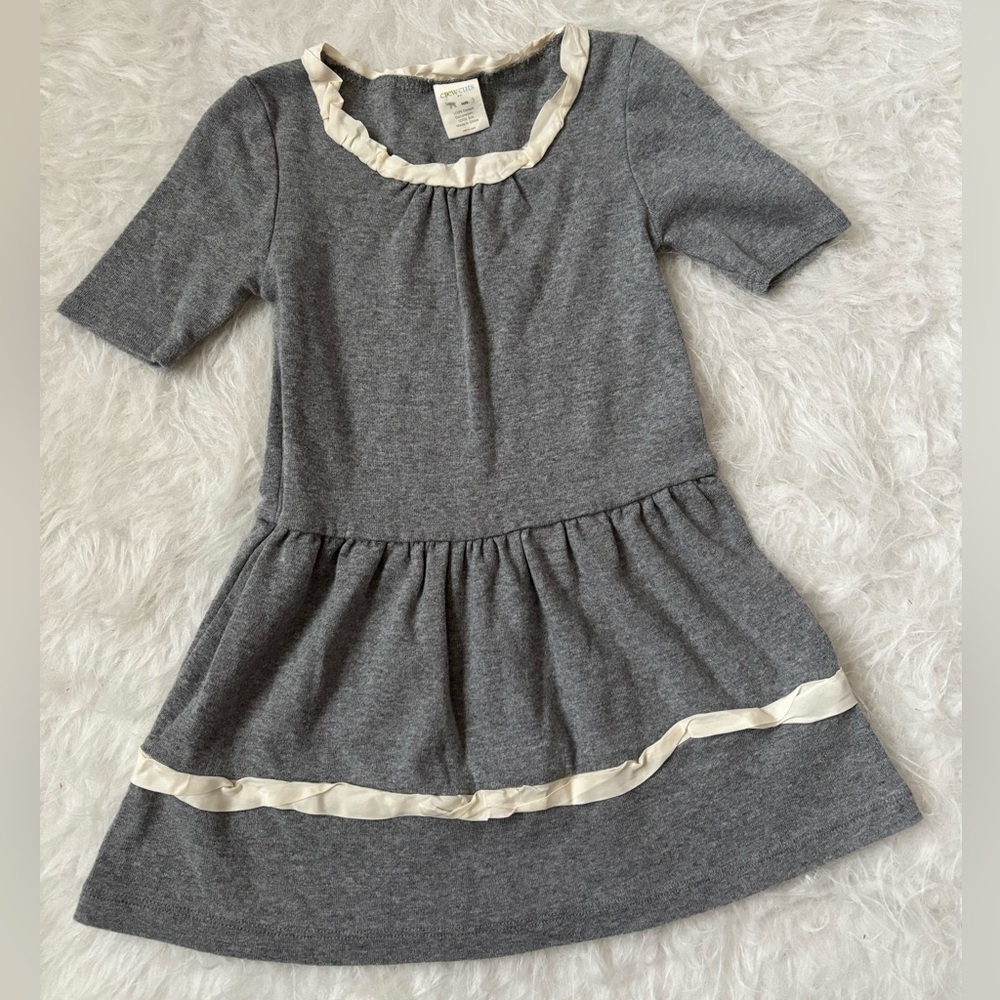 Crewcuts Monochrome Cotton Dress with Silk Trim